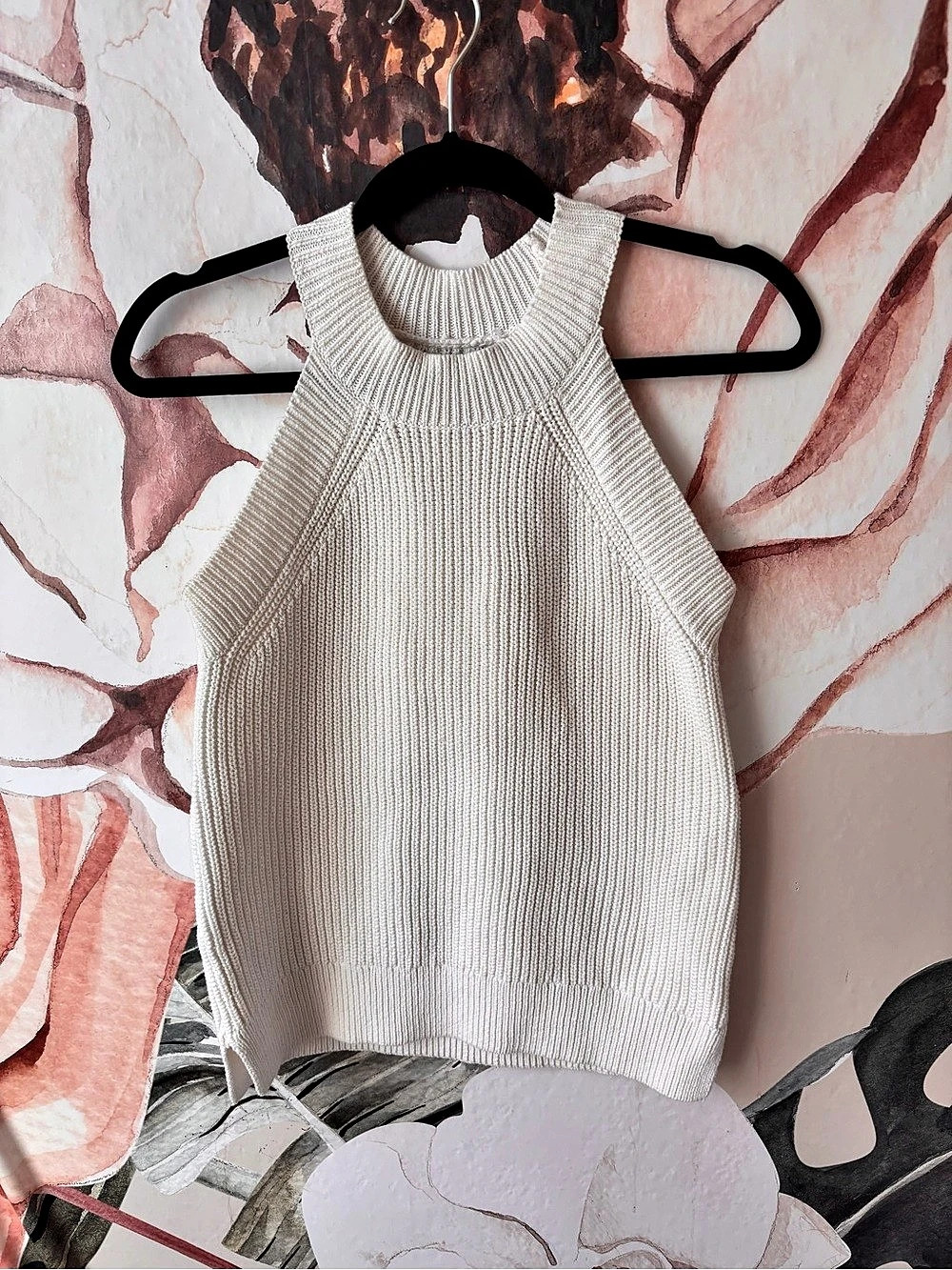 LOFT Ribbed Sleeveless Sweater in Off White